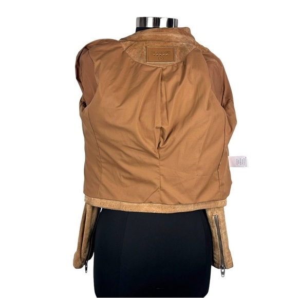 BLANK NYC COFFEE BEAN BROWN TAN SUEDE LEATHER CROPPED ZIP MOTO BIKER FALL JACKET - Picture 12 of 15